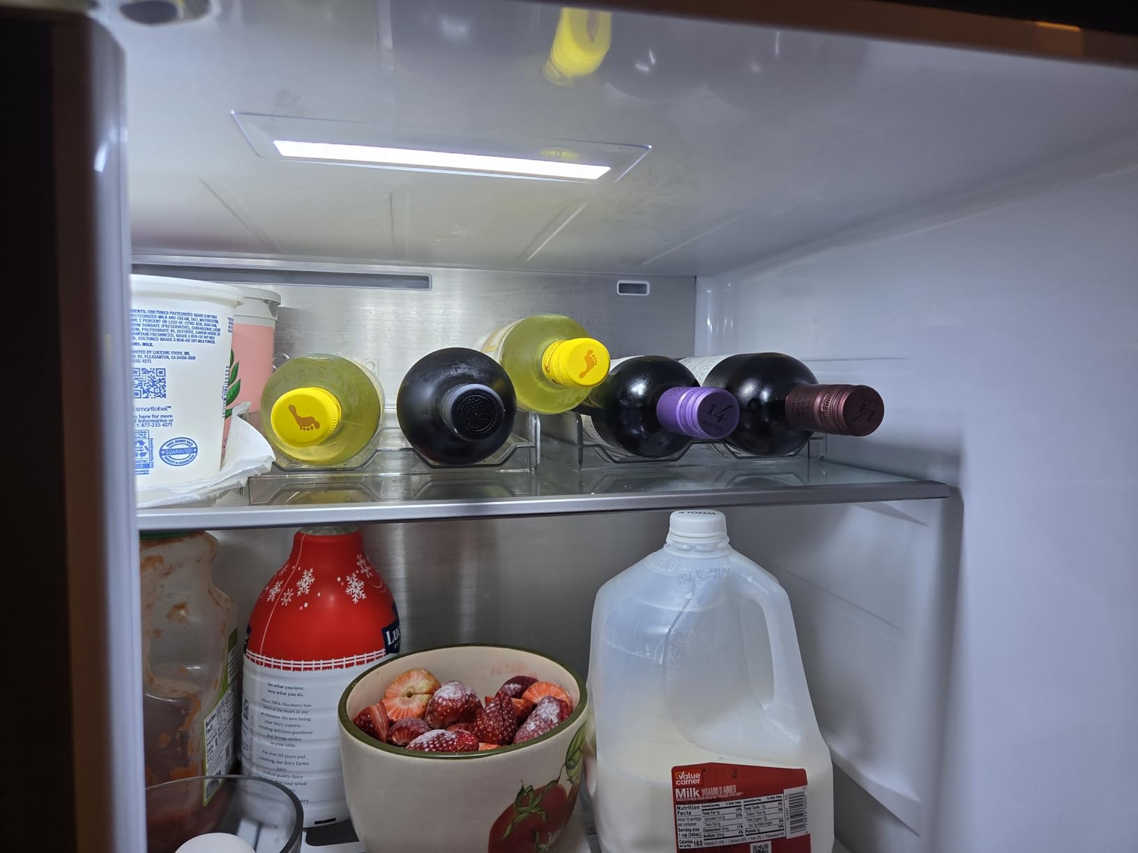 Lifewit Plastic Stackable Wine Rack for Refrigerator, Cabinet, Countertop, Wine Bottle Holder, Water Bottle Organizer for Fridge, Pantry, Hold 4 Bottles customer photo 1