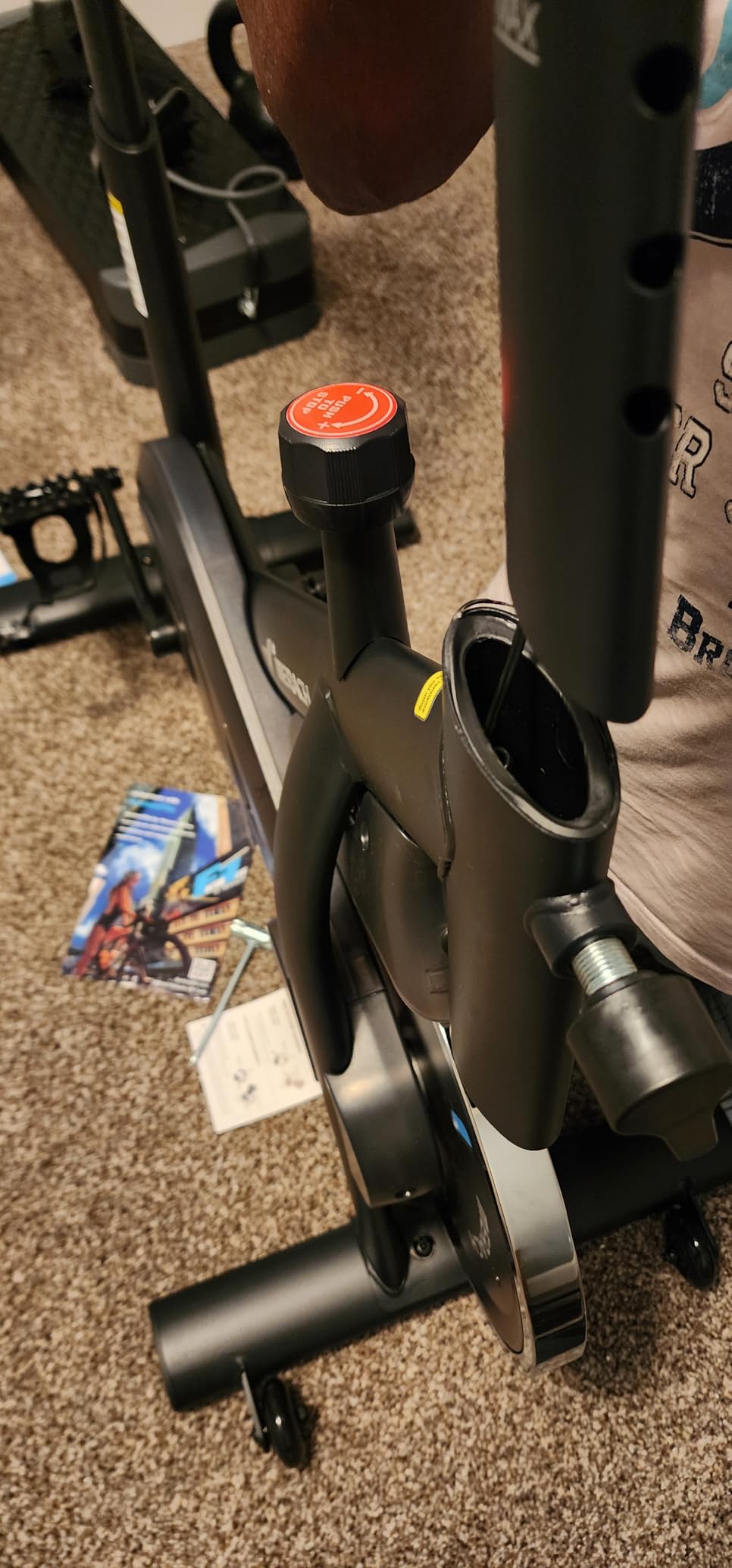 Merach Exercise Bike, Magnetic Friction Stationary Bike with Brake Pad and Exclusive App, Low Noise Indoor Cycling Bike with 300lbs Weight Capacity, Tablet Mount and Fitness Courses for Weight Loss customer photo 2