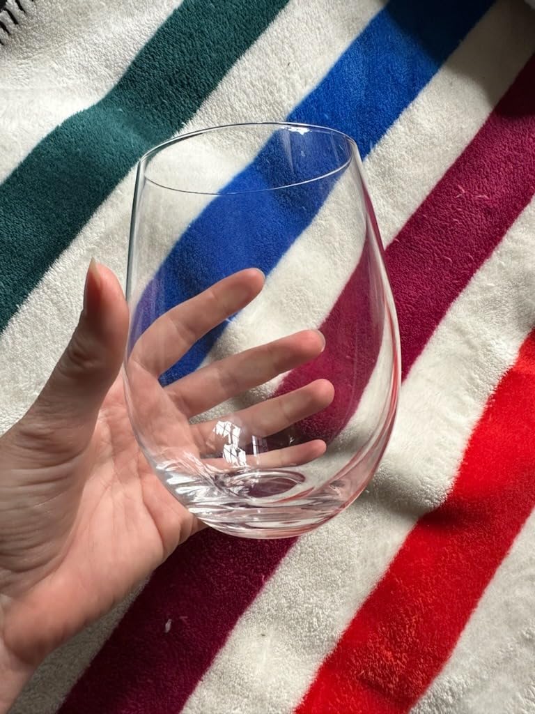 LUNA & MANTHA Stemless Wine Glasses Set of 4, 18oz Crystal Red White Wine Glasses for Daily Use, Hosting, Home Bar, Evening Party, Birthdays, Shower, Housewarming Gift, Clear customer photo 2