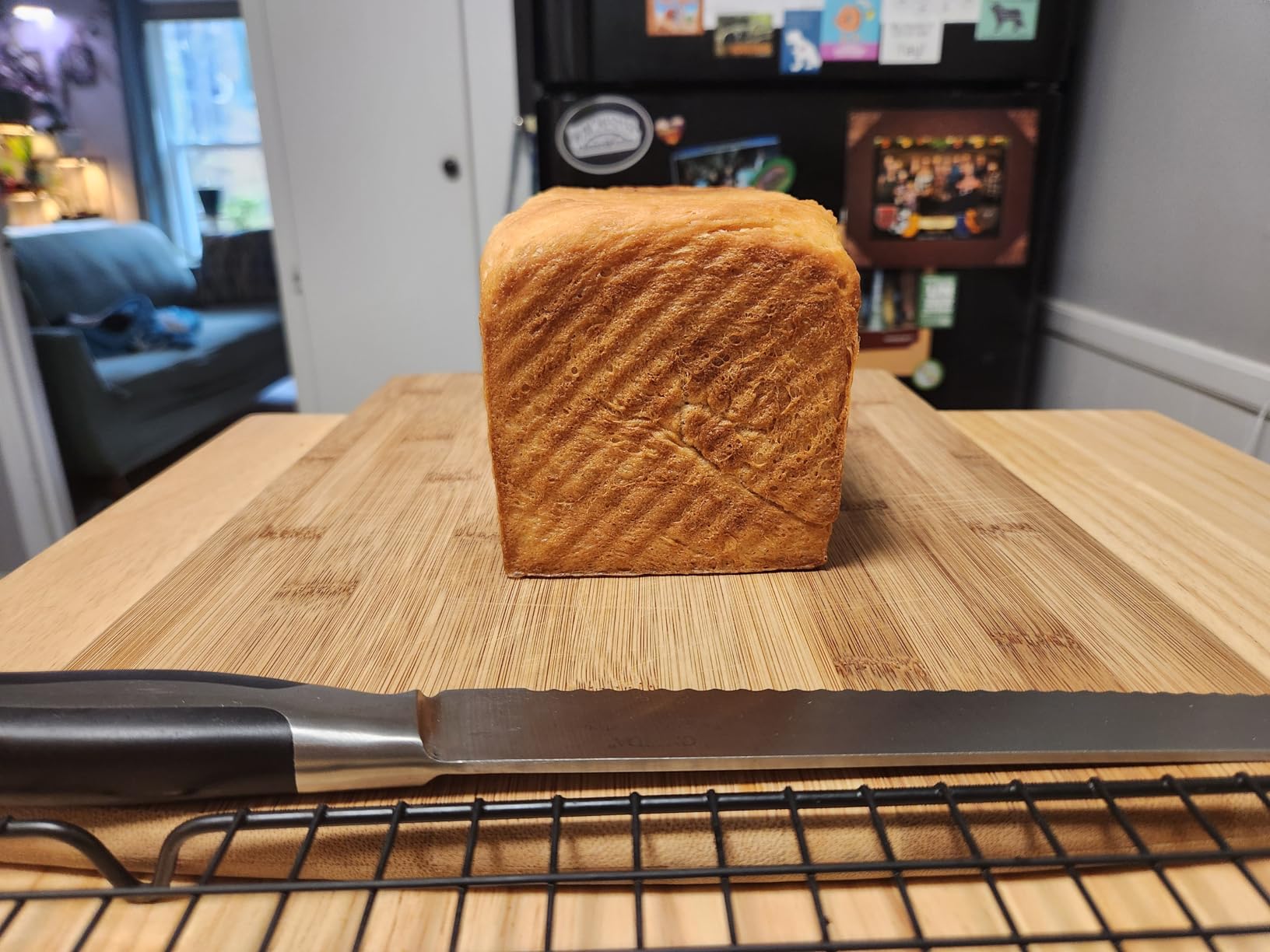 Bread Pan, 13 * 5inch Aluminized Steel Non-Stick Rectangle Pullman Loaf Pan with Lid, Long Sourdough Bread Loaf Pan for Homemade, Deep Bread Tin with Dough Scraper Cutter customer photo 2