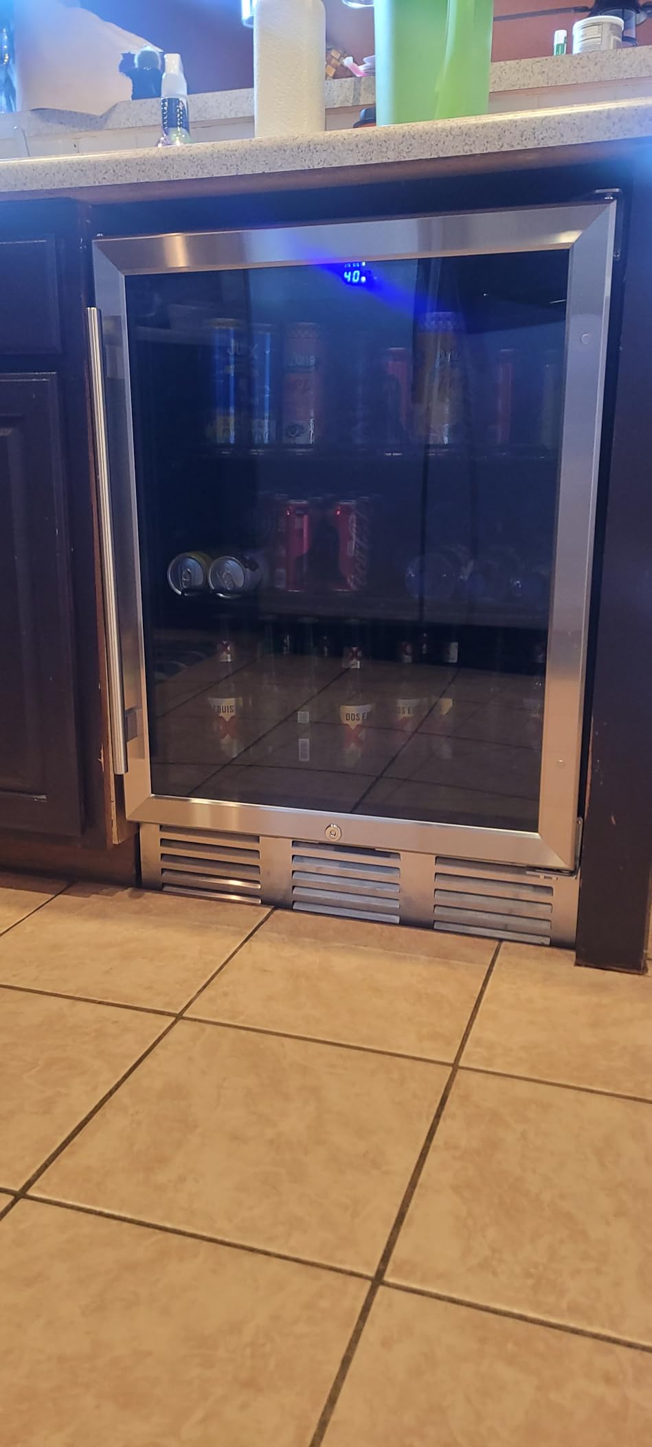 EUHOMY 24 Inch Beverage Refrigerator, 180 Can Built-in Beverage Cooler, Under Counter Beer Fridge with Glass Door for Soda, Water, Wine - For Kitchen, Bar or Office customer photo 1