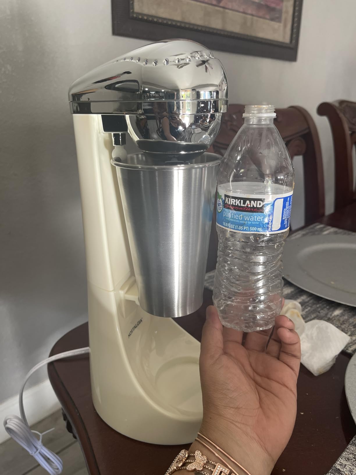 Nostalgia Two-Speed Electric Milkshake Maker and Drink Mixer, Includes 16-Ounce Stainless Steel Mixing Cup & Rod, Blue customer photo 1