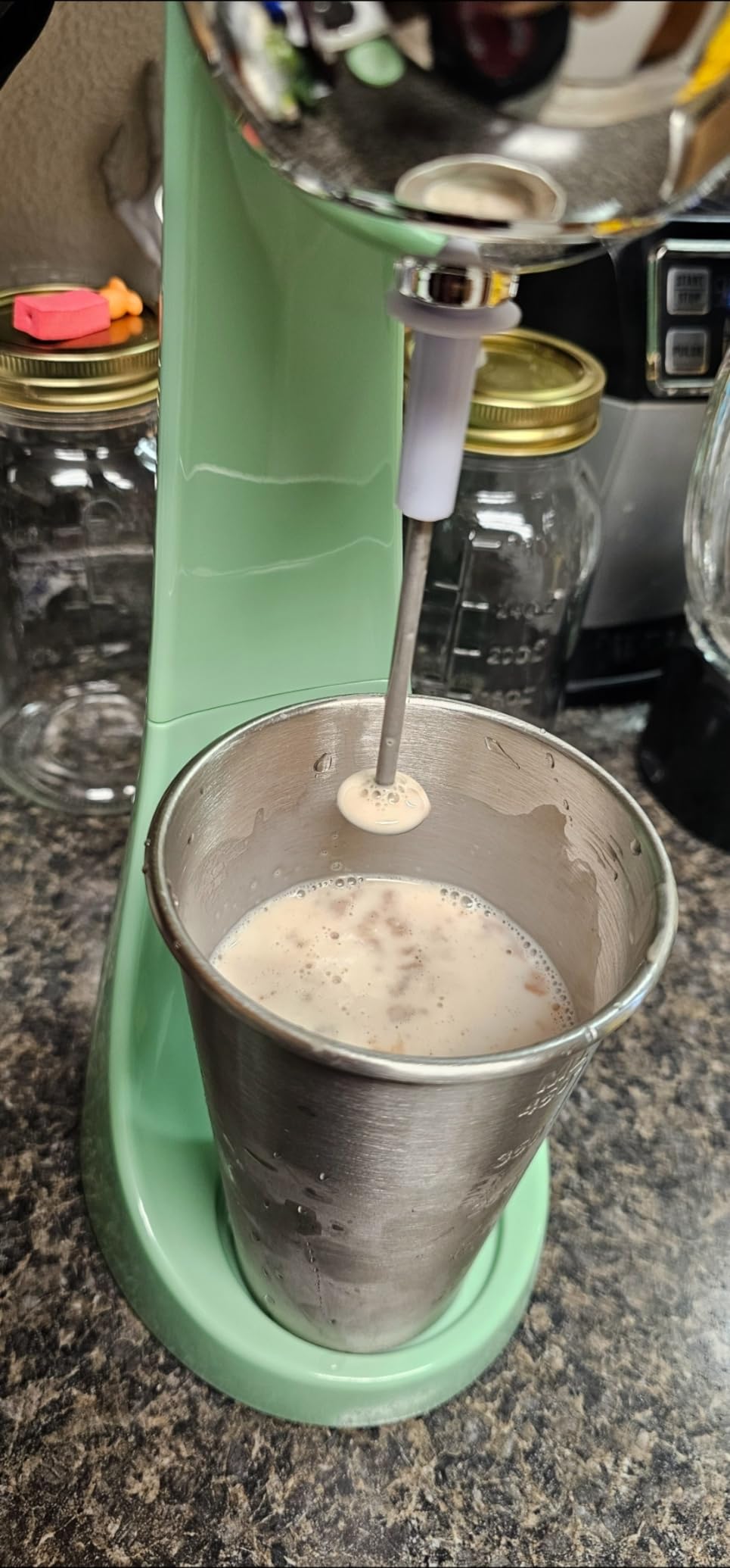 Nostalgia Two-Speed Electric Milkshake Maker and Drink Mixer, Includes 16-Ounce Stainless Steel Mixing Cup & Rod, Blue customer photo 2