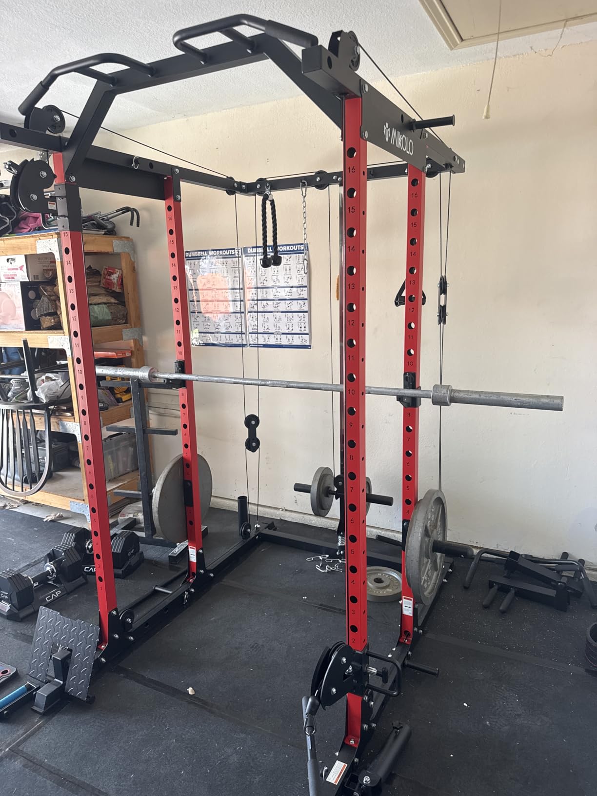 Mikolo Power Cage, Power Rack with Cable Crossover System, 1500LBS Squat Rack with LAT Pull Down customer photo 1