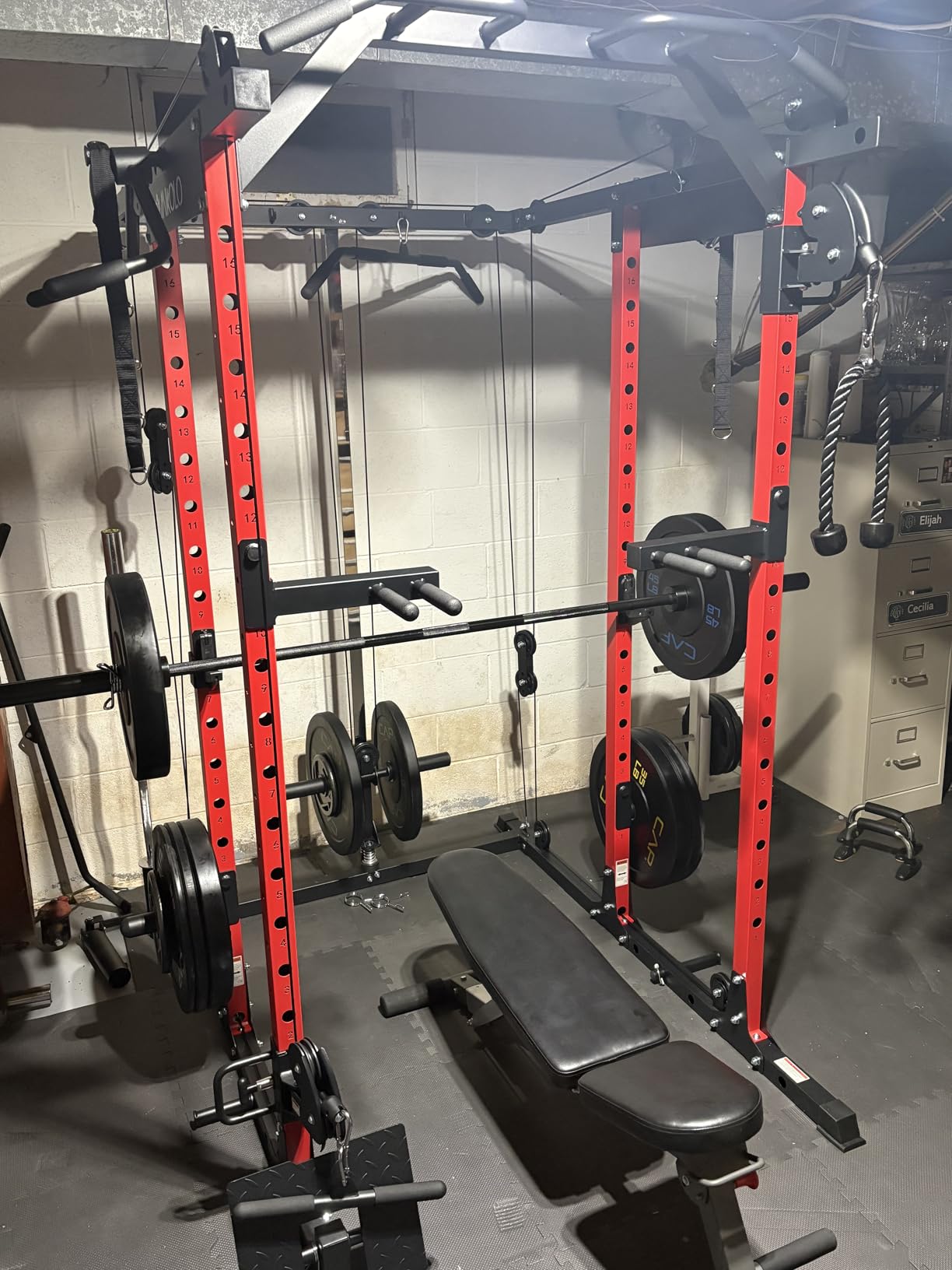 Mikolo Power Cage, Power Rack with Cable Crossover System, 1500LBS Squat Rack with LAT Pull Down customer photo 2