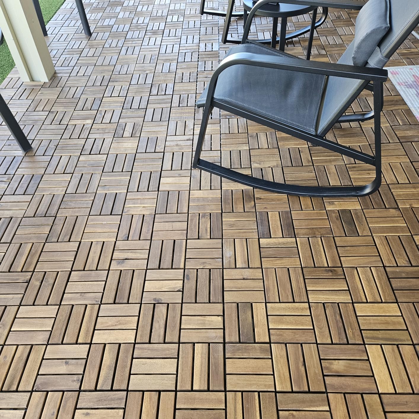 10 Pcs Premium Acacia Wood Interlocking Deck Tiles (12