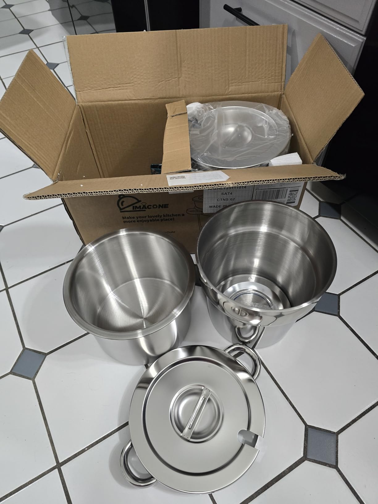 IMACONE Soup Chafer 7QT Large Capacity Soup Chafer Sets of 2, Stainless Steel Round Soup Warmer w/Pot, Notched Lid & Fuel Holder, Catering Marmite for Party, Buffet, Event & Commercial Food Service customer photo 1