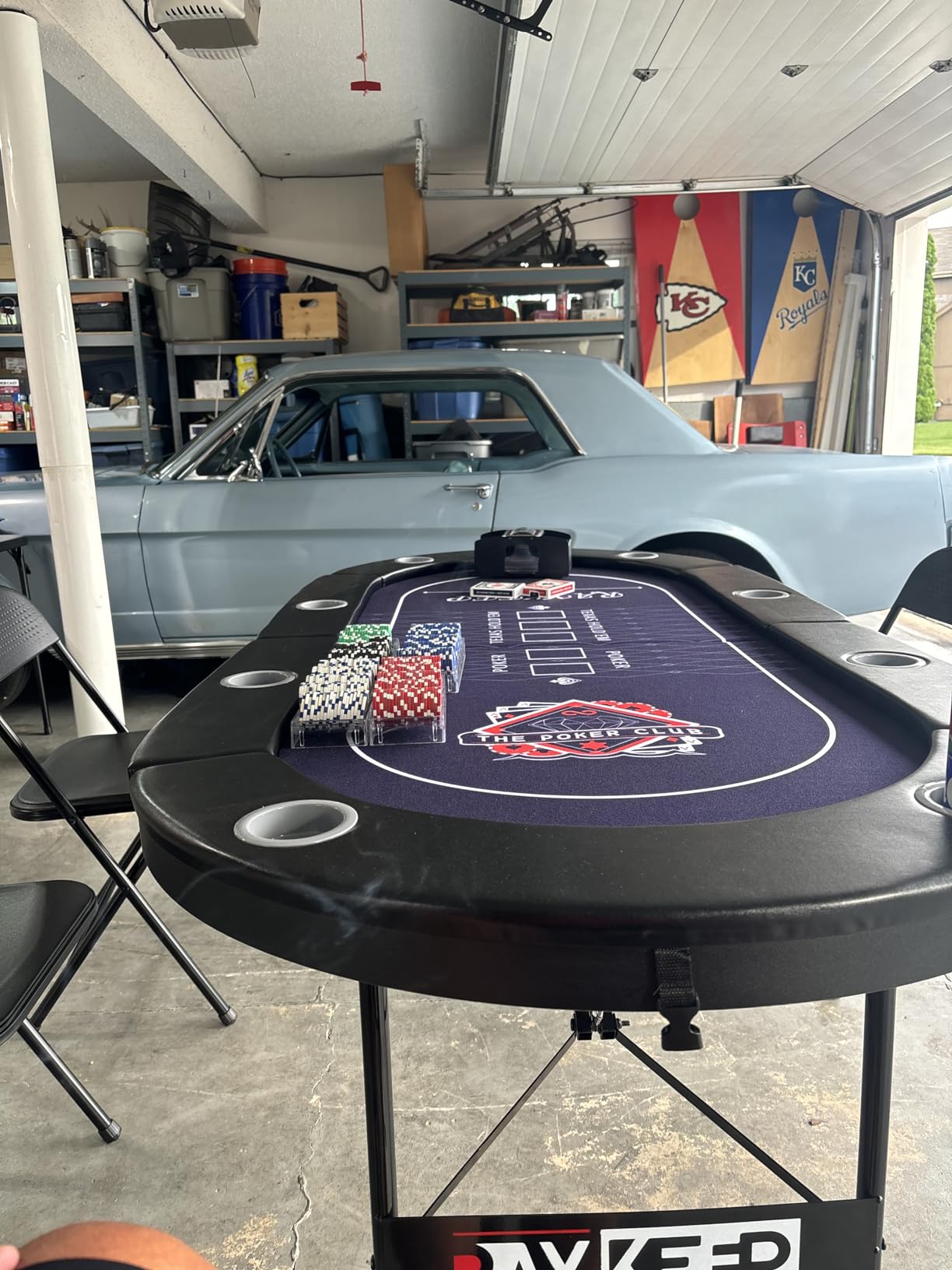 71 Inch Poker Table Foldable, 8 Player Folding Poker Tables w/Collapsible Legs, Casino Grade Felt, Padded Rails and Cup Holders, Portable Poker Table for Texas Holden Poker and Blackjack customer photo 2