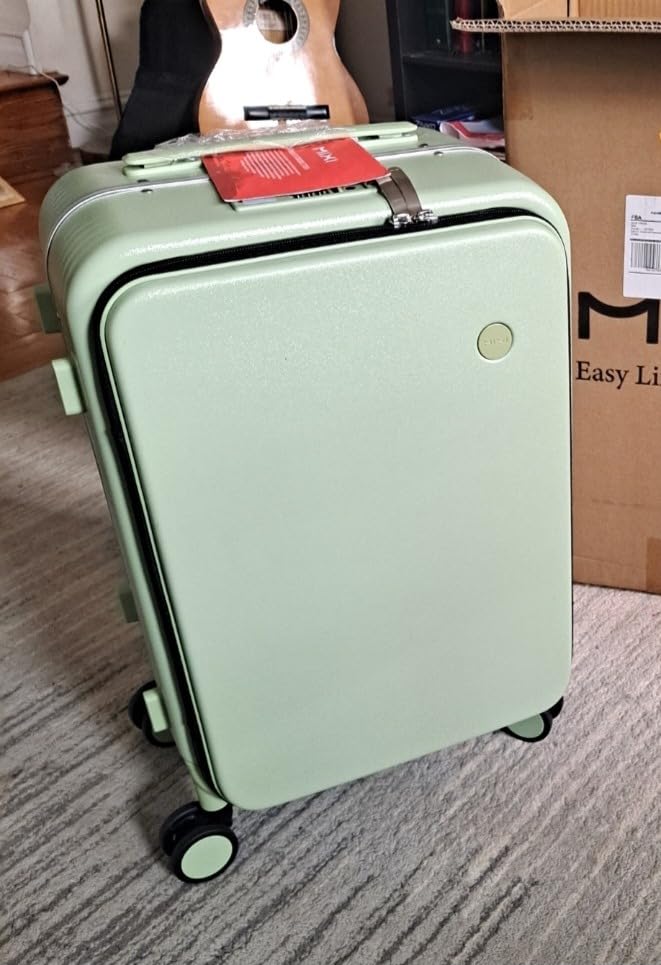 Carry On Luggage with Cup Phone Holder and Charger Hard Shell Suitcases with Spinner Wheels, 20 Inch Rock Gray customer photo 1