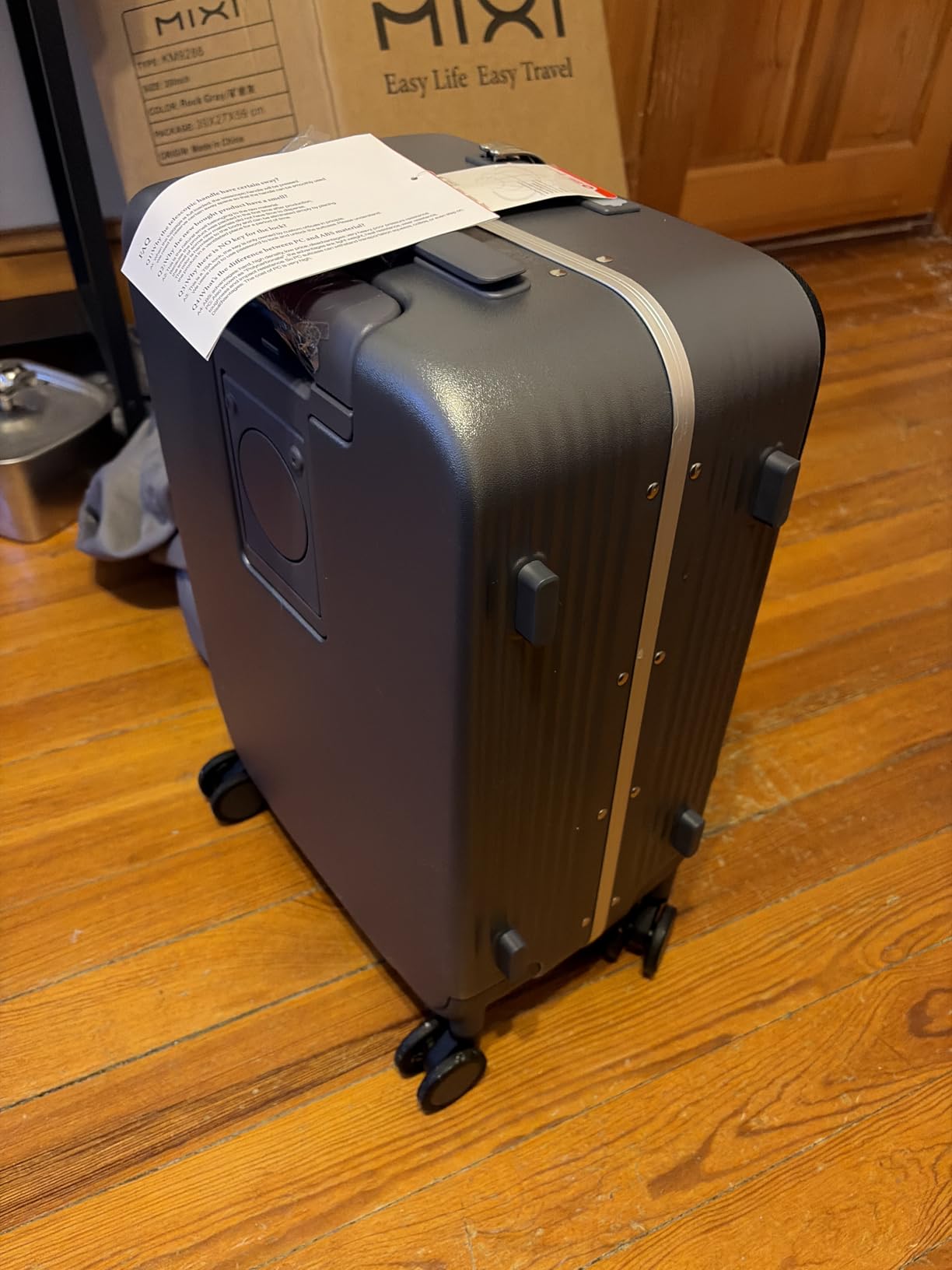 Carry On Luggage with Cup Phone Holder and Charger Hard Shell Suitcases with Spinner Wheels, 20 Inch Rock Gray customer photo 2