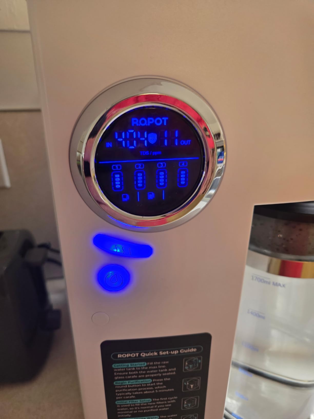 Bluevua RO100ROPOT-UV Reverse Osmosis System Countertop Water Filter - 6 Stage Purification with UV and Remineralization, Counter RO Filtration, Portable Water Purifier customer photo 2