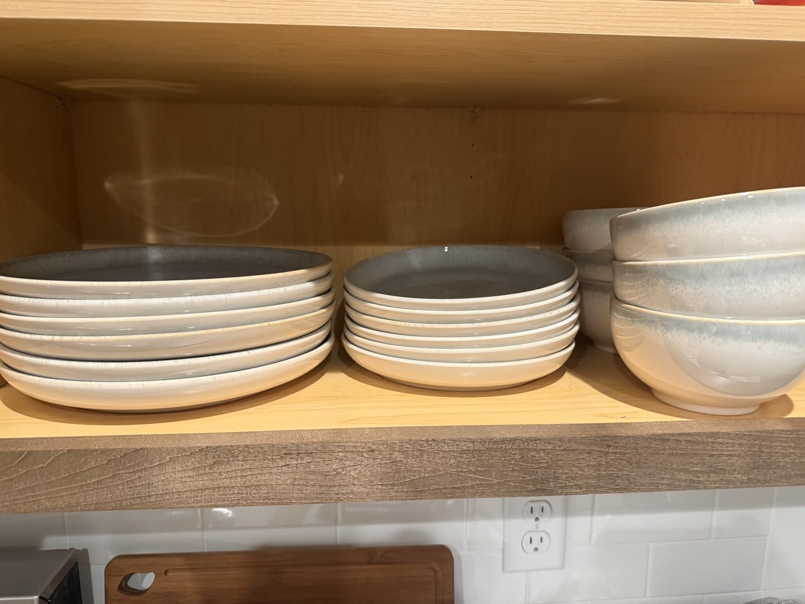 Stoneware Dinnerware Sets Service for 4, 12 pcs Reactive Glaze Plates and Bowls Sets, Handmade Ceramic Dish Set, Highly Chip and Crack Resistant Modern Plate Set, Brown Green customer photo 1