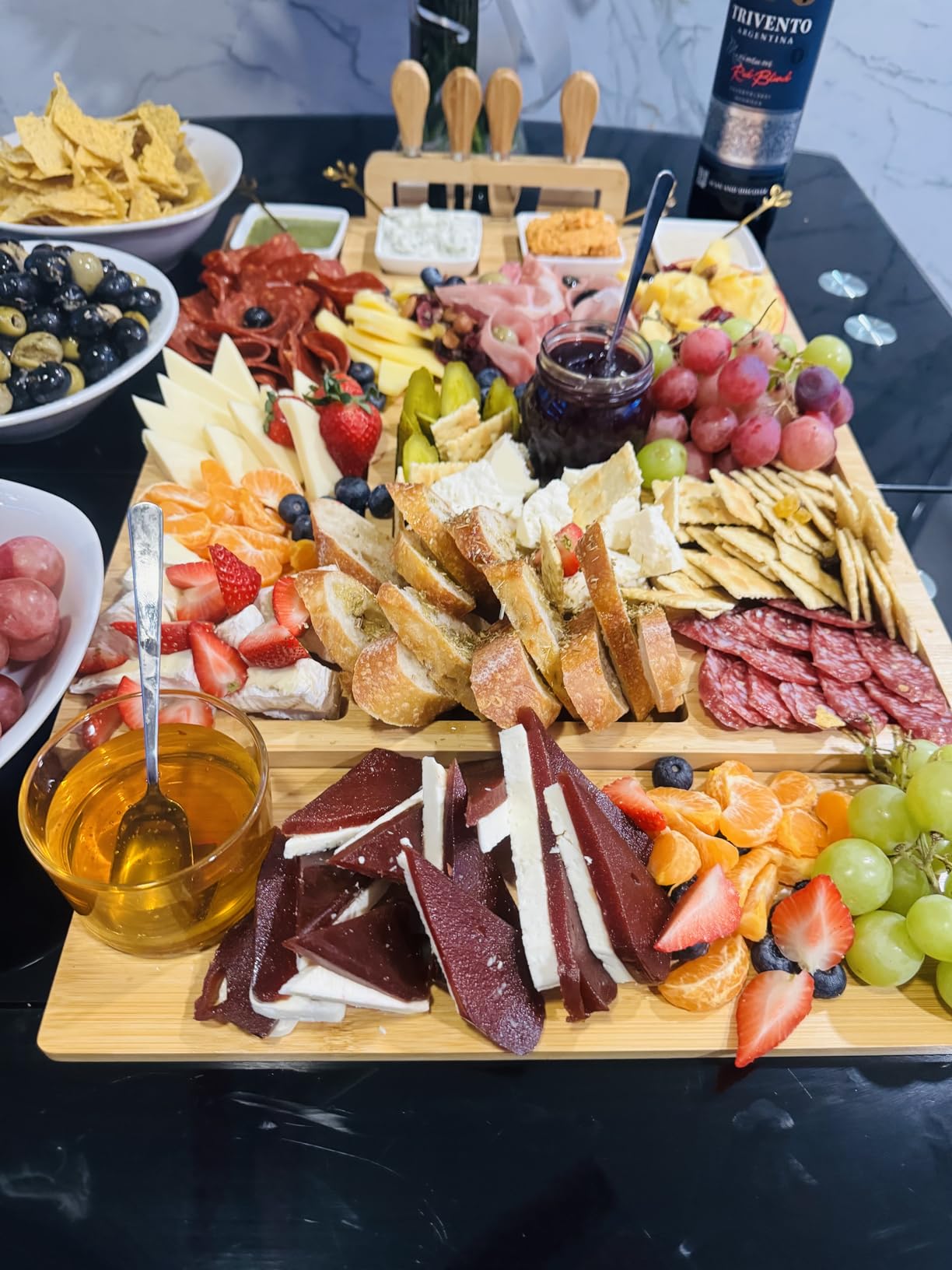 Charcuterie Board Cheese Tray Set with Stainless Steel Knives, Slates and Bowls. Gift for Housewarming, Wedding Couple, Bridal Shower (cb001) customer photo 2