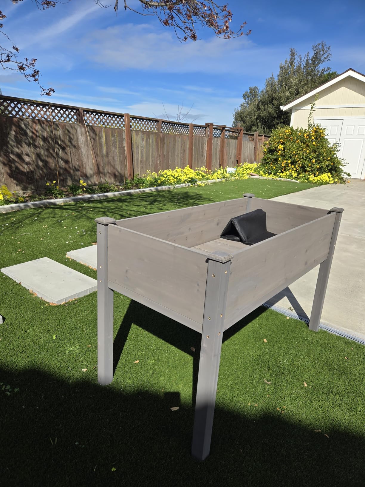 Raised Garden Bed with Legs, 48x24x30'', Outdoor Wood Elevated Planter Box, Thick Legs, w/Liner customer photo 1