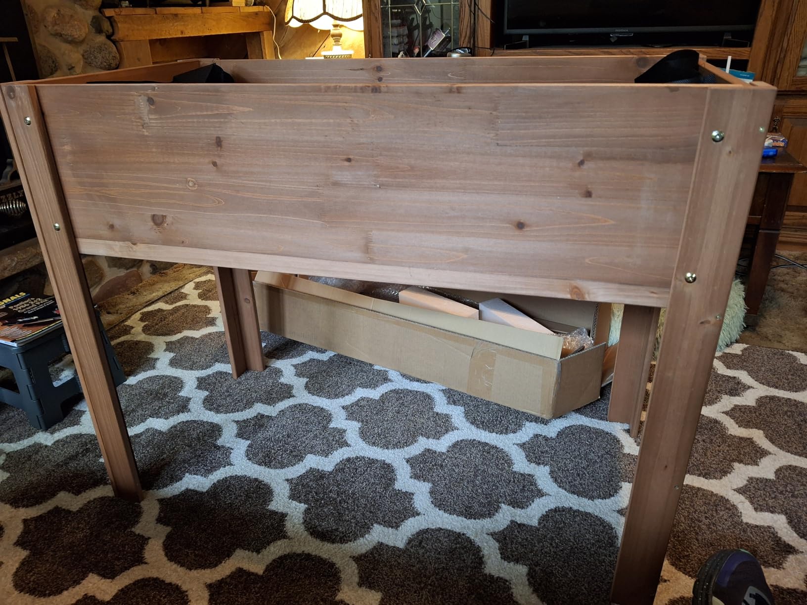 Raised Garden Bed with Legs, 48x24x30'', Outdoor Wood Elevated Planter Box, Thick Legs, w/Liner customer photo 2