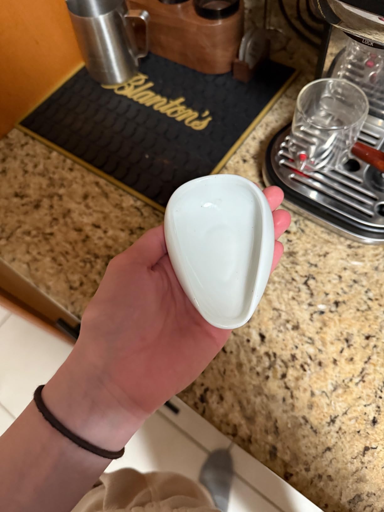 watchget Coffee Beans Dosing Cup Coffee Dosing Tray Ceramic Dose Vessel Loose Leaf Tea Vessel Single Dose Measuring Tray, Dark Green customer photo 2