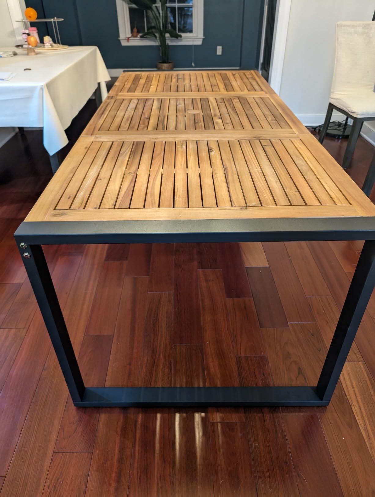Tangkula 79 Inches Acacia Wood Outdoor Dining Table for 8, Large Rectangular Patio Table with 1.9
