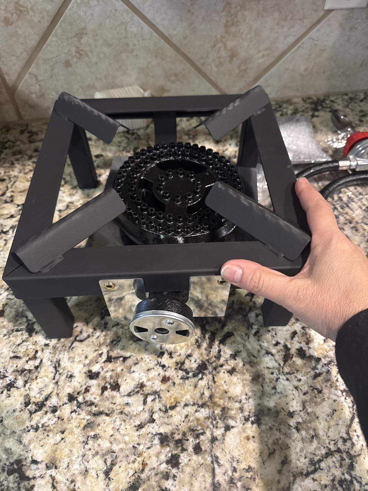 GasOne High Pressure Single Propane Burner - Outdoor Cooking with Heat Shield and Guard - Propane Burner Head for Camping, Tailgating, Seafood Boil, Home Brewing - Patent Pending customer photo 2
