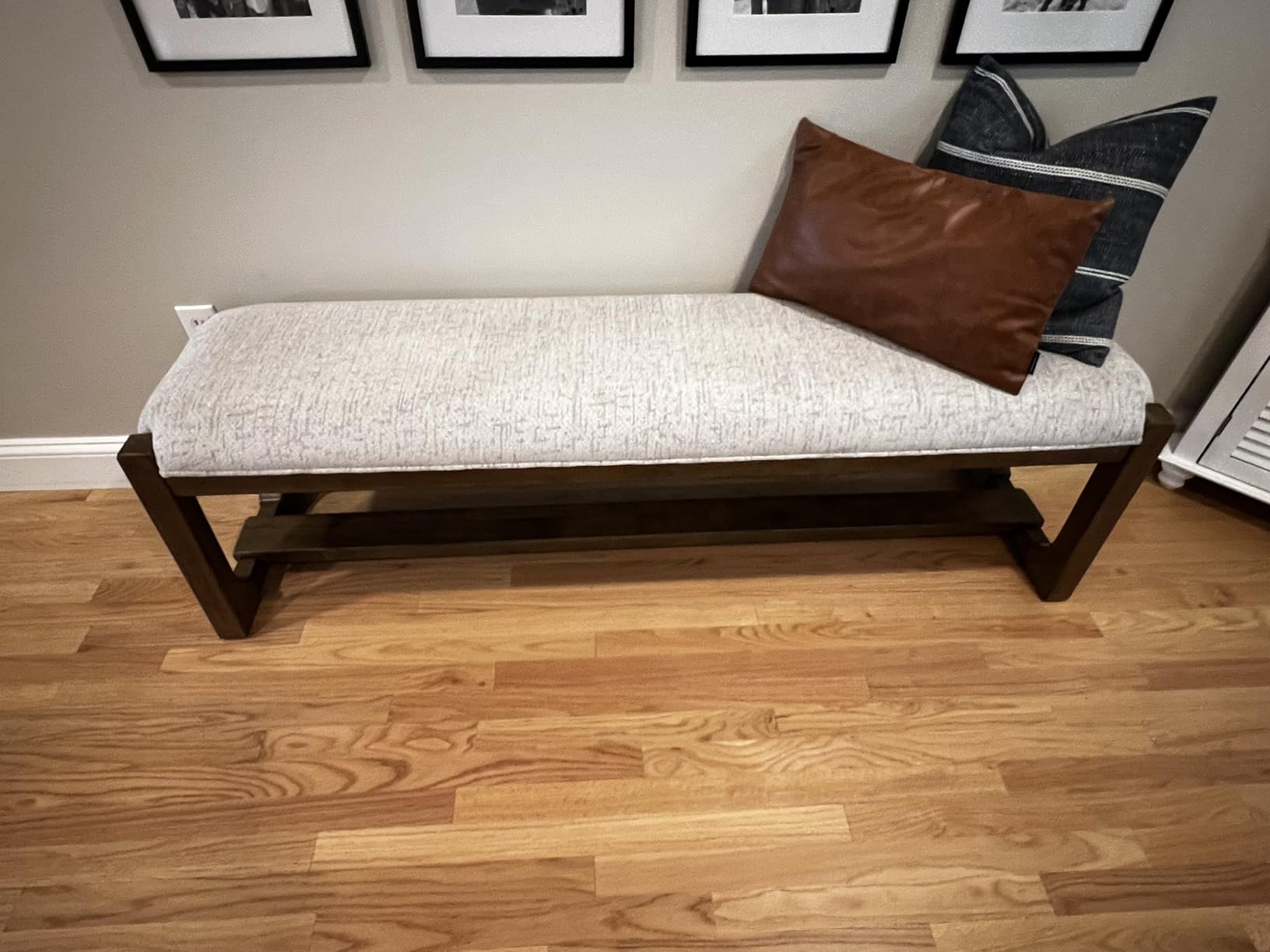 Signature Design by Ashley Cabalynn Farmhouse Upholstered Dining Bench, Foam Cushion, Hardwood Solids, 63.5