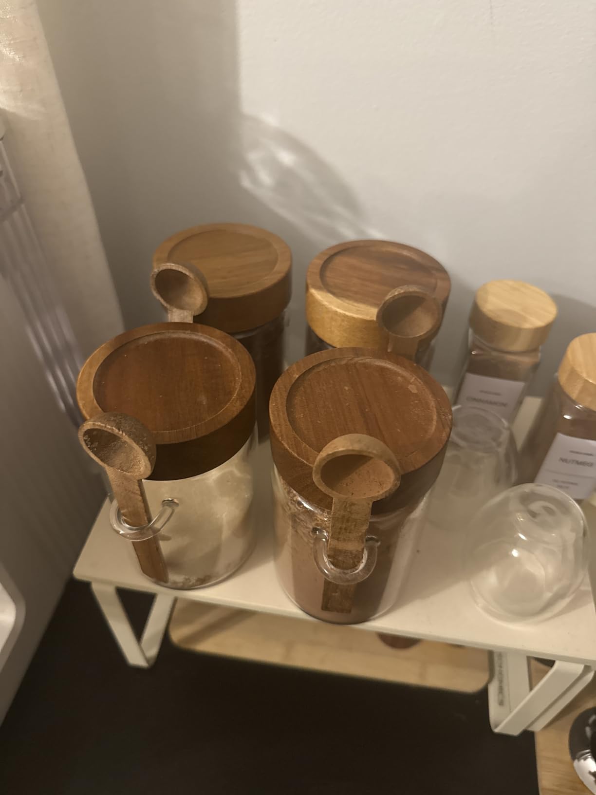 SAIOOL Loose Leaf Tea Storage Canister Set, 4 Pieces 16 OZ Glass Tea Containers with Wooden Lids and Spoons customer photo 1