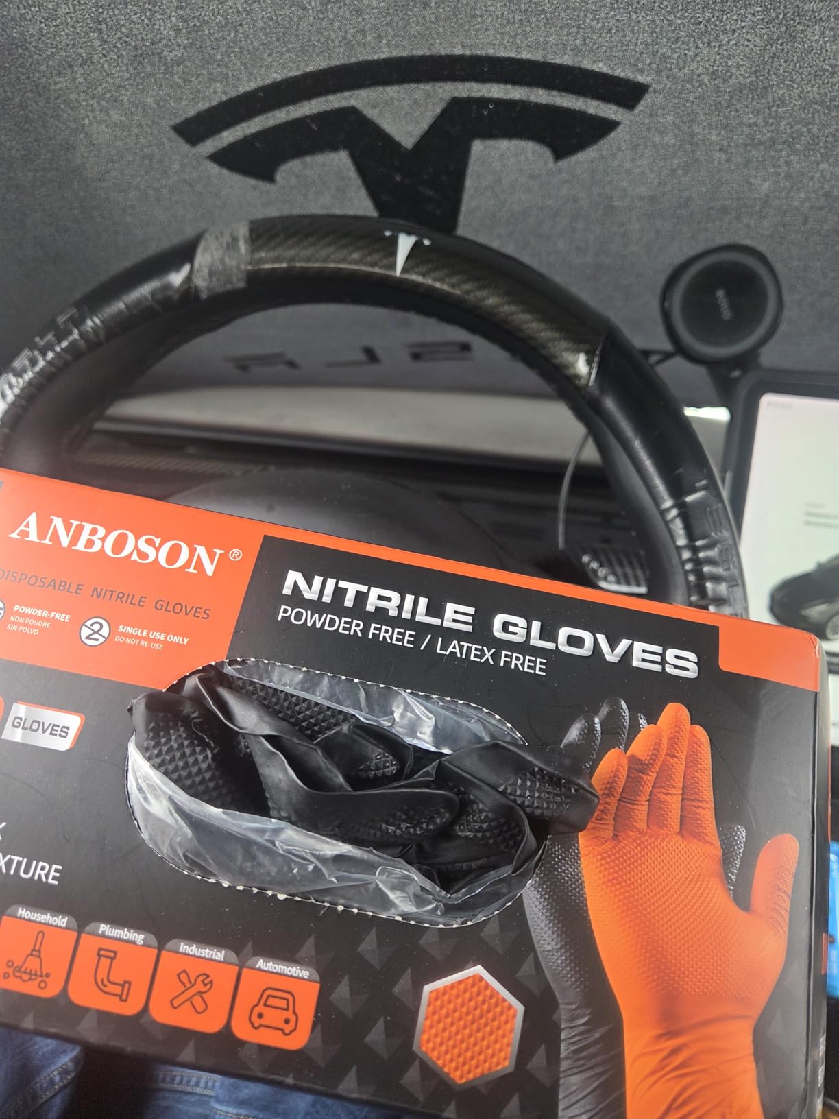 BBQ Gloves for Grilling Disposable Heat Resistant - 100 Nitrile Gloves + 4 Reusable Cotton Liners for Barbecue Smoker, Cooking Hot Meat - 10Mil Thick, Non-Slip Grip - Black Large customer photo 1