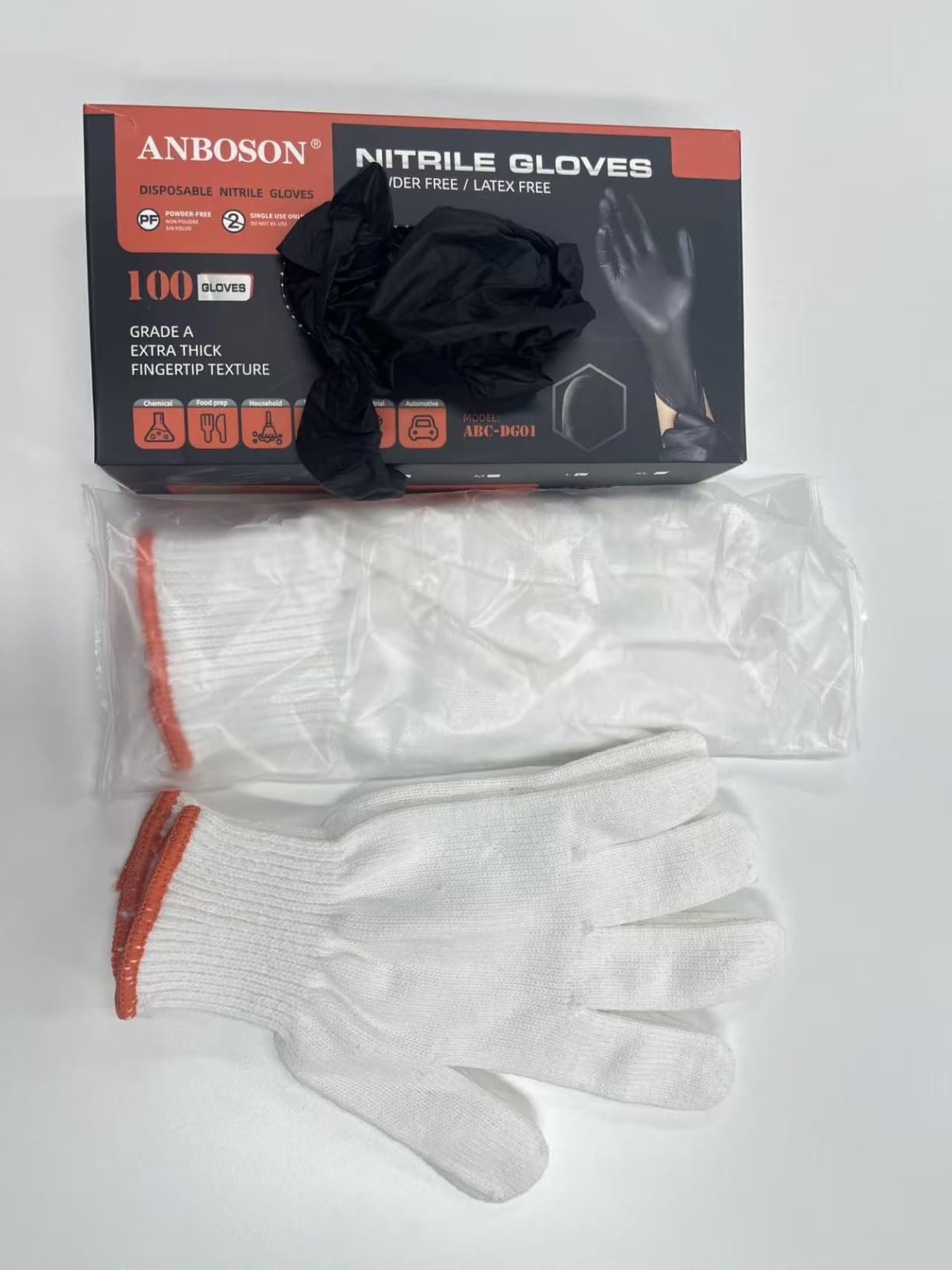 BBQ Gloves for Grilling Disposable Heat Resistant - 100 Nitrile Gloves + 4 Reusable Cotton Liners for Barbecue Smoker, Cooking Hot Meat - 10Mil Thick, Non-Slip Grip - Black Large customer photo 2