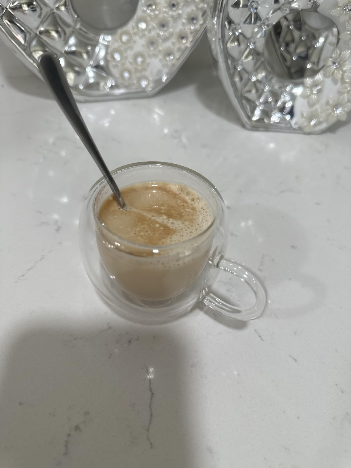 PARACITY Espresso Cups Set of 2, Double Walled Espresso Shot Glass with Handle, 2.5 OZ customer photo 2