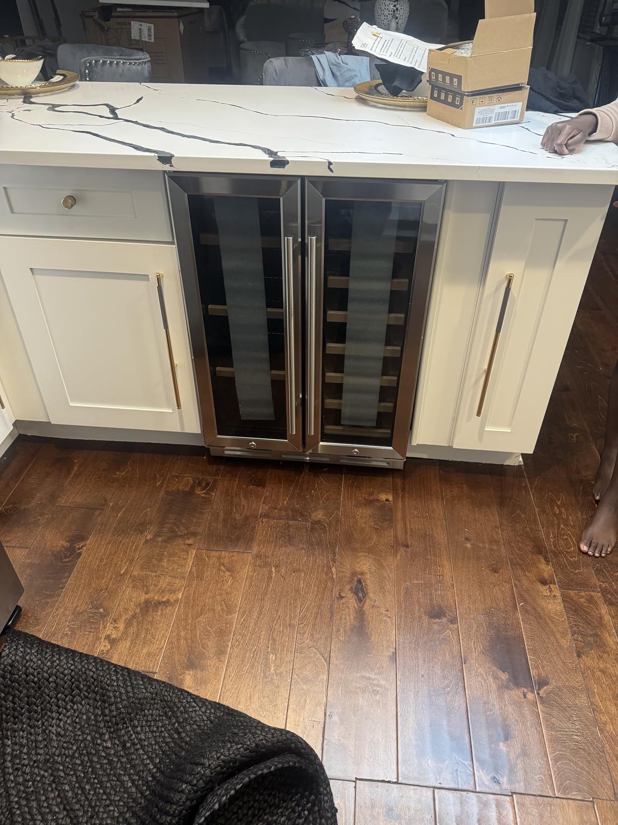 15'' Beverage Refrigerator Cooler - 126 Cans Under Counter Beverage Fridge with LED Light, Built-in Design, Wine Cooler for Home/Kitchen customer photo 1