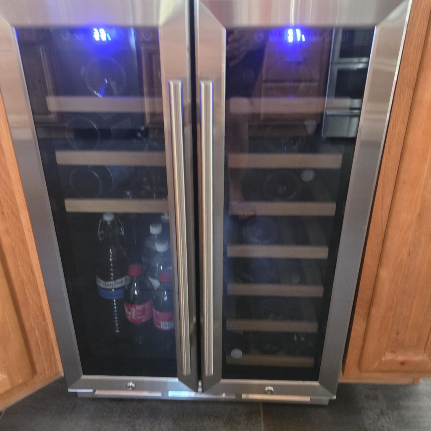 15'' Beverage Refrigerator Cooler - 126 Cans Under Counter Beverage Fridge with LED Light, Built-in Design, Wine Cooler for Home/Kitchen customer photo 2