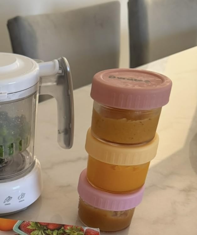 8 Pack Glass Baby Food Storage Containers, 4 oz Leakproof Baby Food Jars with Lids, Small Glass Food Containers for Infant Baby, Freezer Safe customer photo 2
