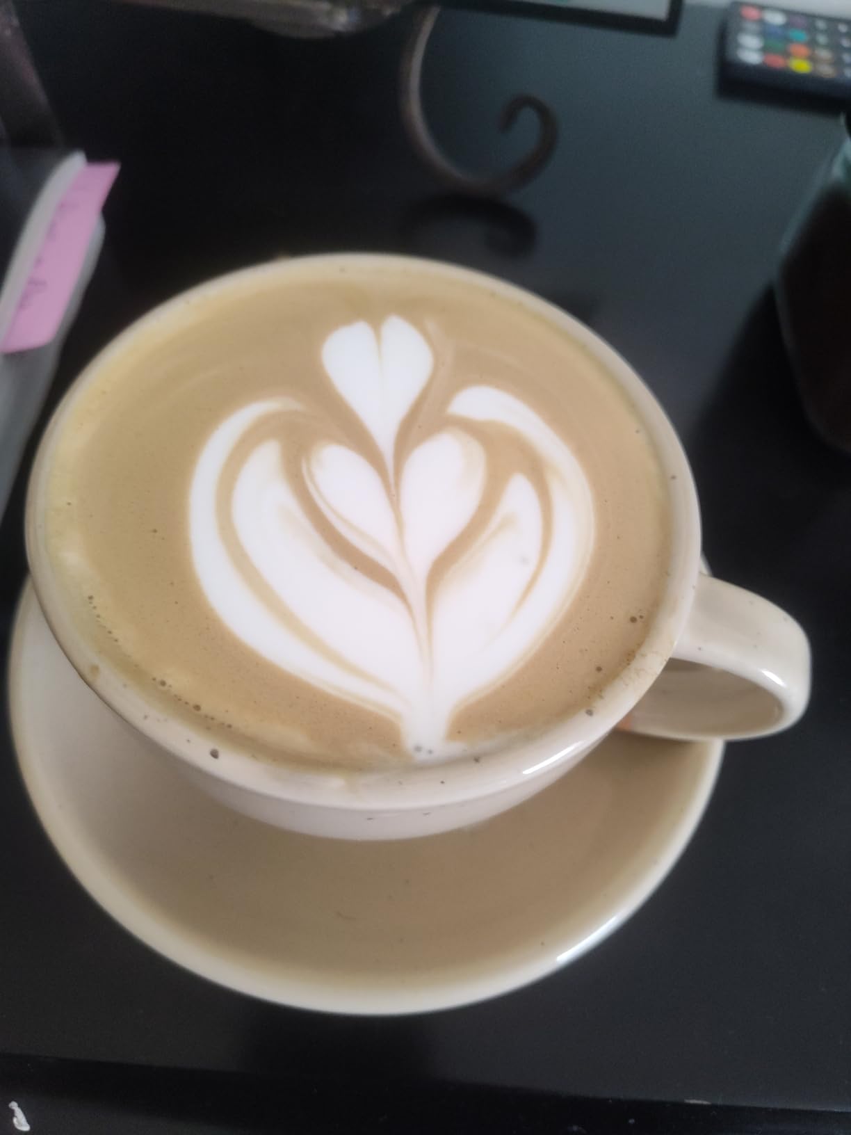 MORA Ceramic Latte Art Mug With Saucer - 10.5 oz, Round Bottom For Perfect Pours - Cafe Cups for Cappuccino, Espresso, Coffee, Tea etc - Porcelain Set for Baristas, Great Gift - Charcoal customer photo 2