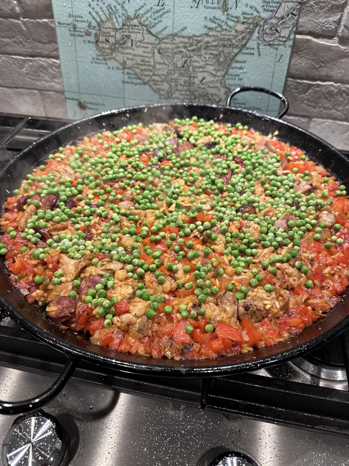 Paella Pan - Enamelled, No-Rust Steel Skillet - Easy-to-Clean Pan for Propane & Gas Burners - Indoor & Outdoor Cooking Cacerola Paellera Sarten - 13 Inch, for 6 Servings customer photo 1