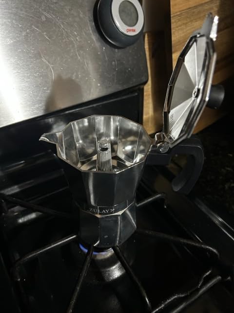 Zulay Moka Pot Espresso Stovetop Coffee Maker - Leak-Proof, Stainless Steel, Easy to Clean, Heat Resistant Handle & Knob -for Authentic Cuban & Italian Style Espresso - Makes 12 Espresso Cups - Silver customer photo 1