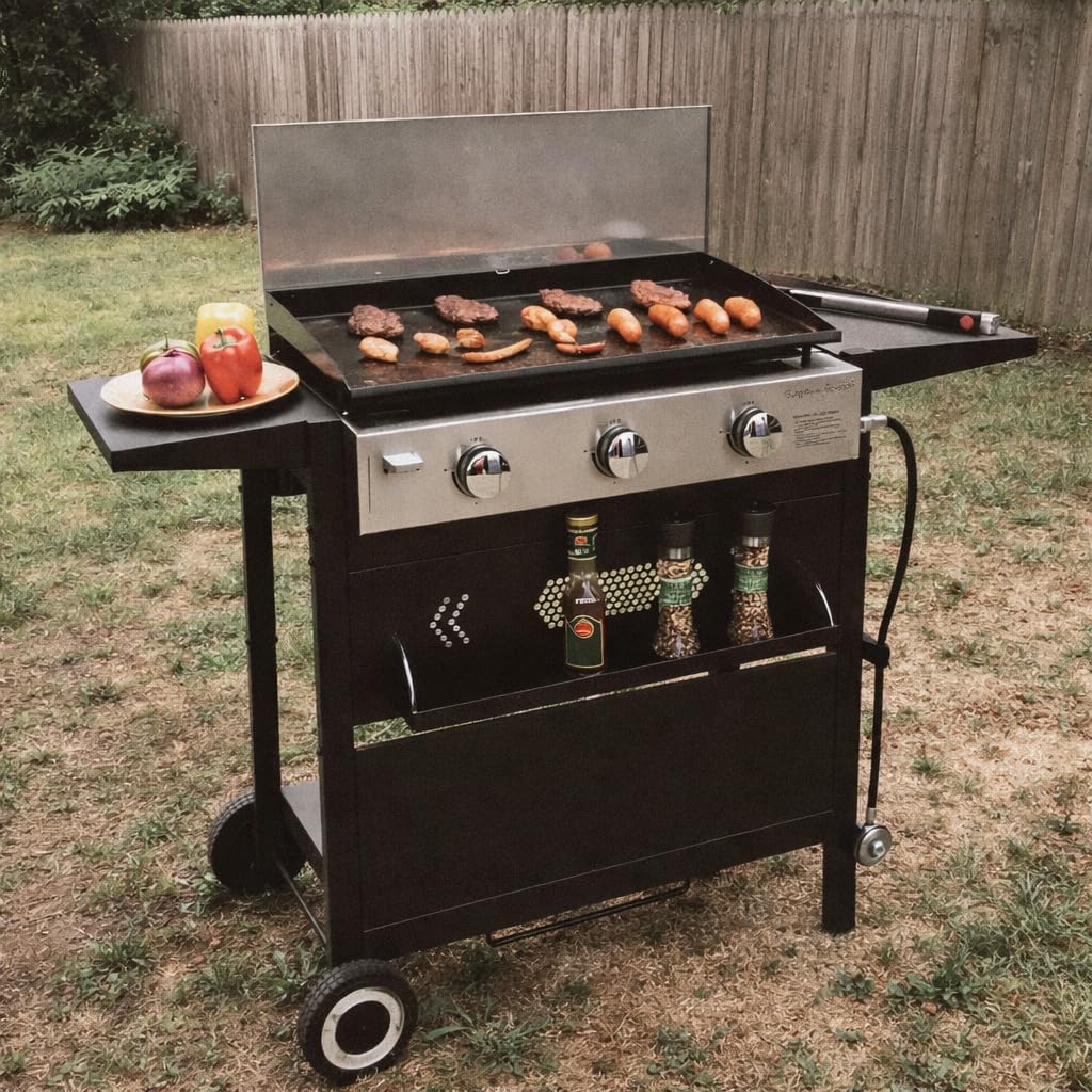 Captiva Designs 27 in Flat Top Griddle Grill with Ceramic Coated Cast Iron Pan, 3-Burner Propane Gas Griddle Grill, 33,000 BTU Output Flattop Grills for Outdoor Barbecue, Cooking and Party customer photo 1