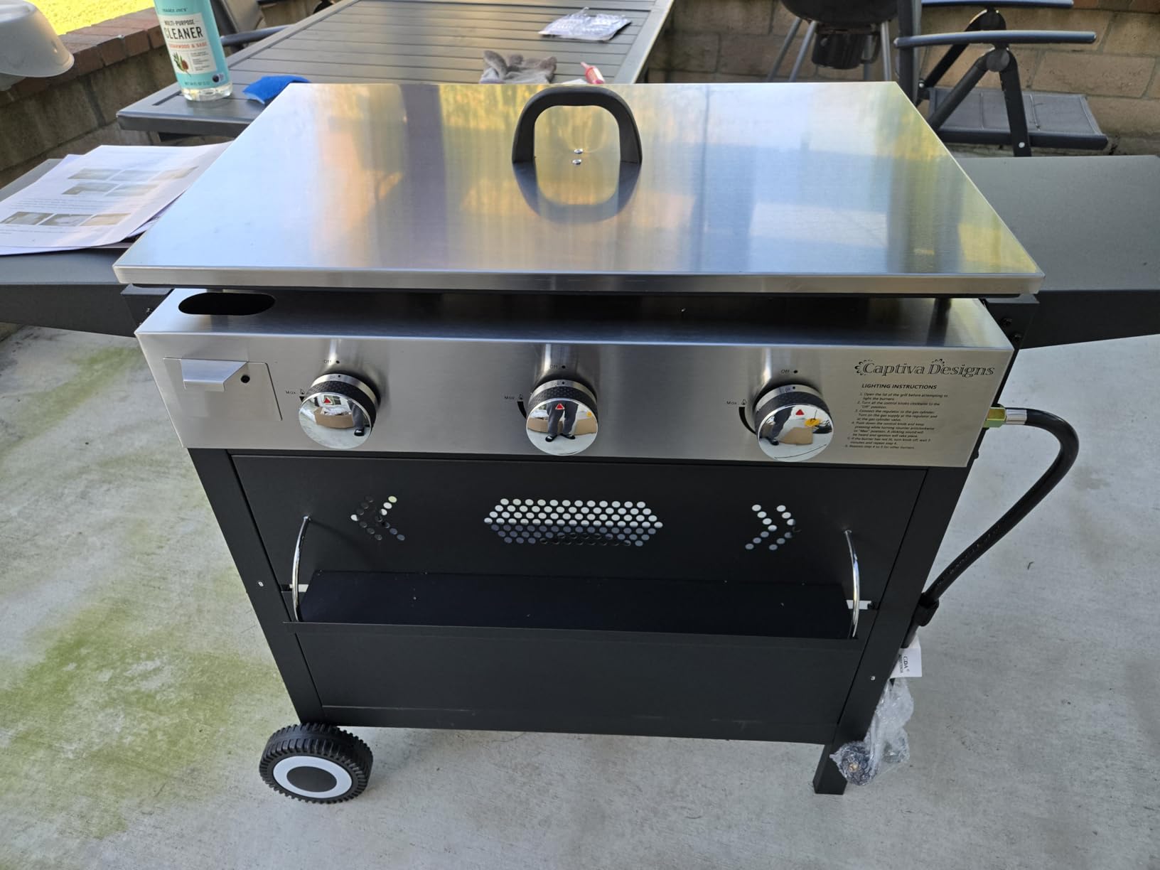 Captiva Designs 27 in Flat Top Griddle Grill with Ceramic Coated Cast Iron Pan, 3-Burner Propane Gas Griddle Grill, 33,000 BTU Output Flattop Grills for Outdoor Barbecue, Cooking and Party customer photo 2