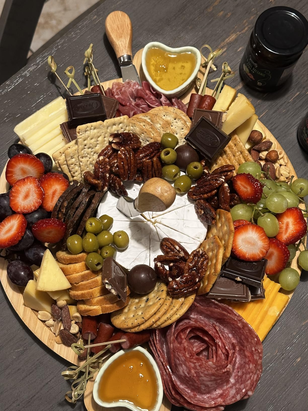 Charcuterie Boards,Cute Bamboo Cheese Board,House Warming Gifts New Home,Wedding Bridal Shower Gift,Valentine Birthday Mother's Day for Women Mom,Round Meat Fruit Serving Tray Platter customer photo 2