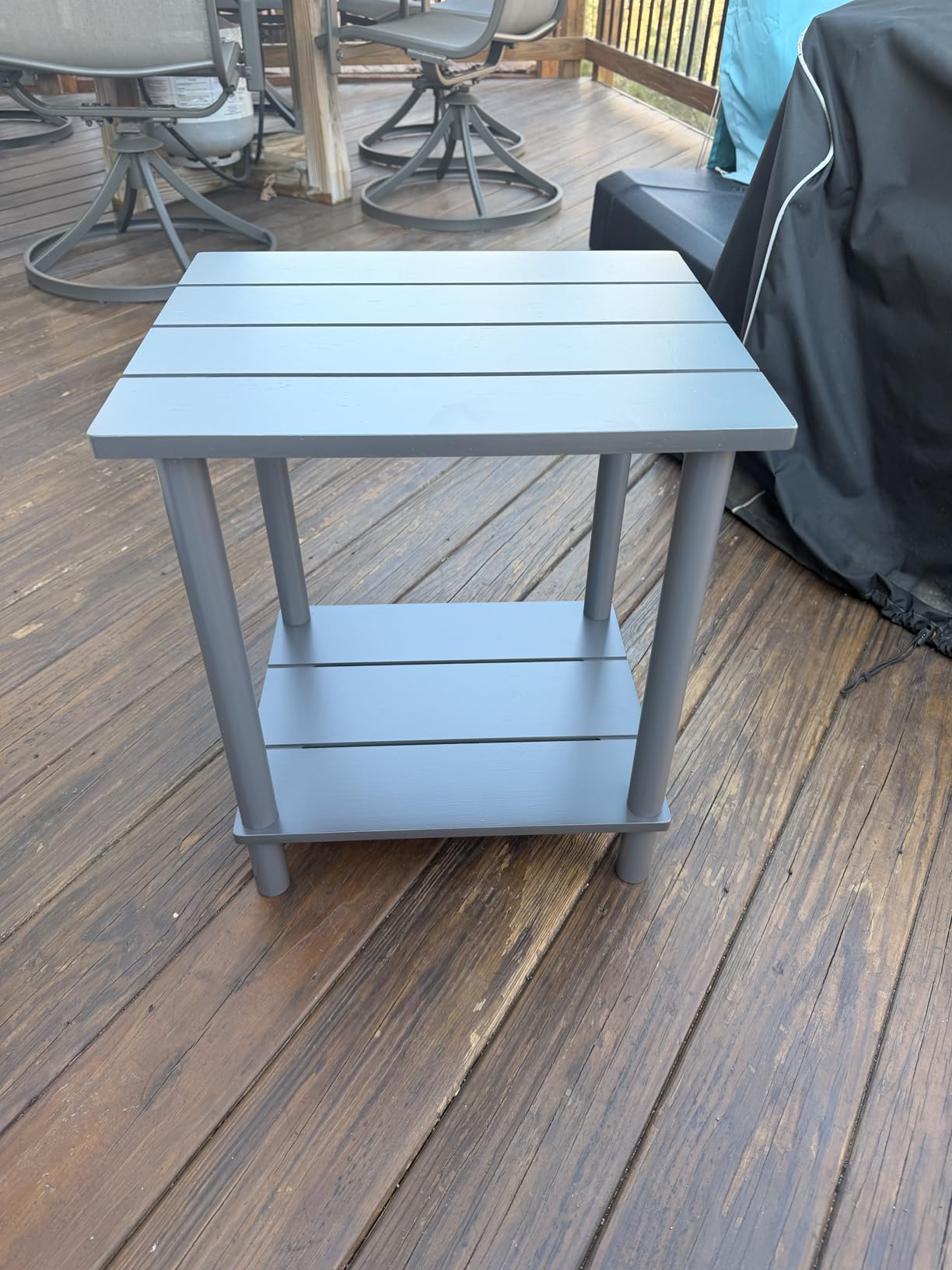 Outdoor Side Table, 2-Tier Small Outdoor Table for Patio, Adirondack Side Tables for Outside or Indoor, Bamboo End Table for Pool, Porch, Weather Resistant Easy Maintenance-Black customer photo 1