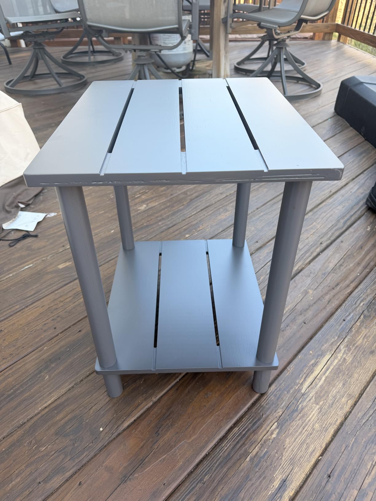 Outdoor Side Table, 2-Tier Small Outdoor Table for Patio, Adirondack Side Tables for Outside or Indoor, Bamboo End Table for Pool, Porch, Weather Resistant Easy Maintenance-Black customer photo 2