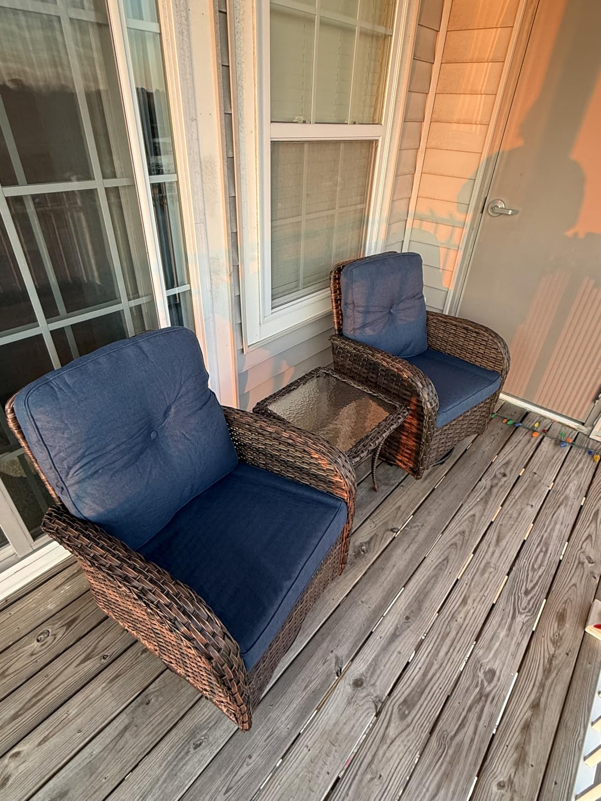 Belord Patio Wicker Chairs Swivel Rocker - Outdoor Swivel Rocking Chairs Set of 2 with Rattan Side Table, Patio Swivel Glider Chair 3 Piece Patio Furniture Sets for Patio Porch Pool Brown/Grey customer photo 2