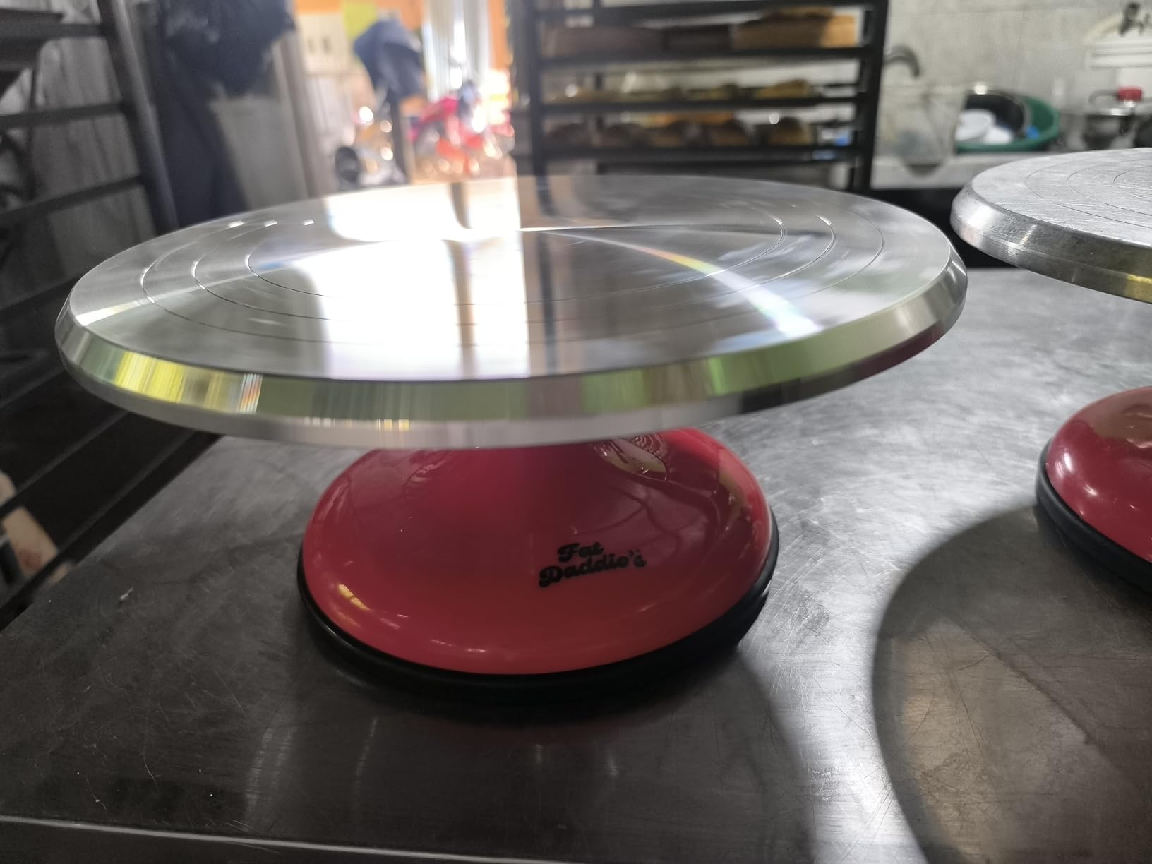 Fat Daddio's TT-1255 Revolving Cake Stand, Red and Silver customer photo 1