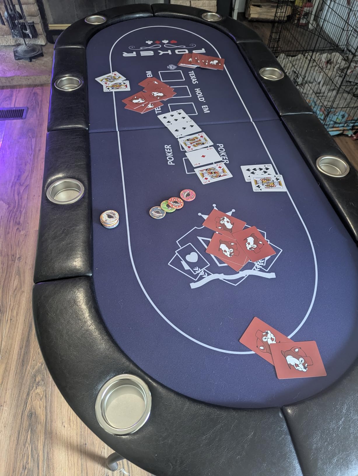 8 Player Poker Table Foldable, Texas Holden Casino Table with Padded Rails & Cup Holders, Portable Folding Game Table for Home or Game Room, 71 Inch customer photo 1