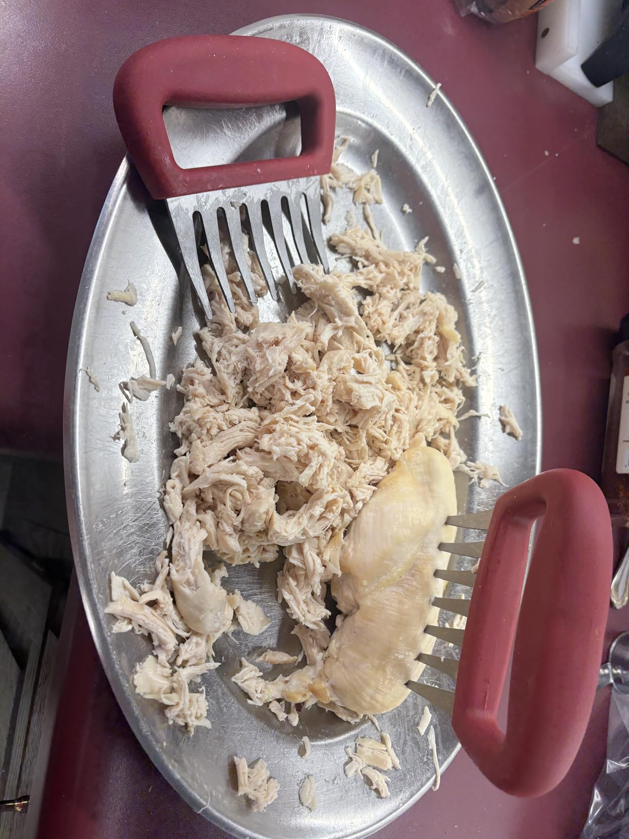GORILLA GRIP BPA-Free Chicken Shredder Meat Claws, Sharp Stainless Steel Food Shredding Fork, Comfortable Handle, Easily Shred Pulled Pork, Taco Meats, Kitchen Smoker BBQ Tool, Dishwasher Safe customer photo 1