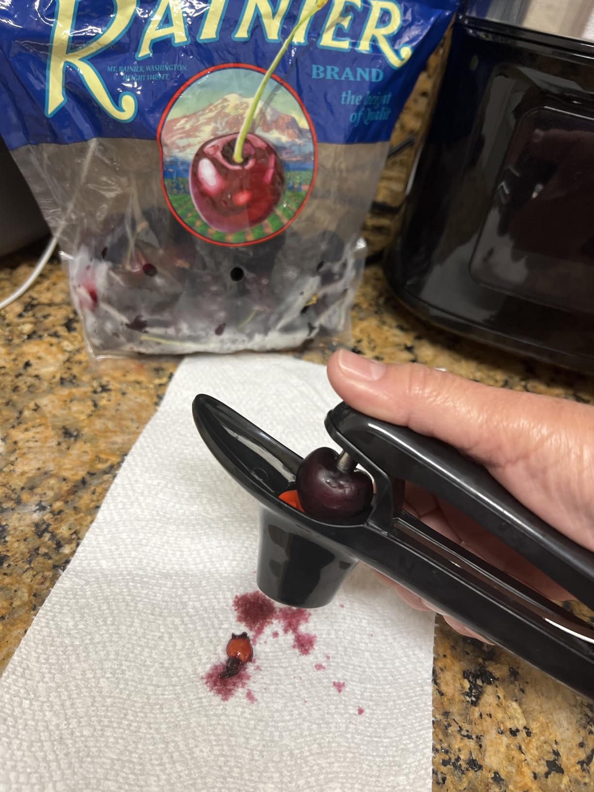Cherry Pitter Tool, Cherry Pit Remover Tool, Cherry Picker, Fruit Core Remover Design for Make Delicious Cherries Dishes and Cocktail Cherries (Black) customer photo 1
