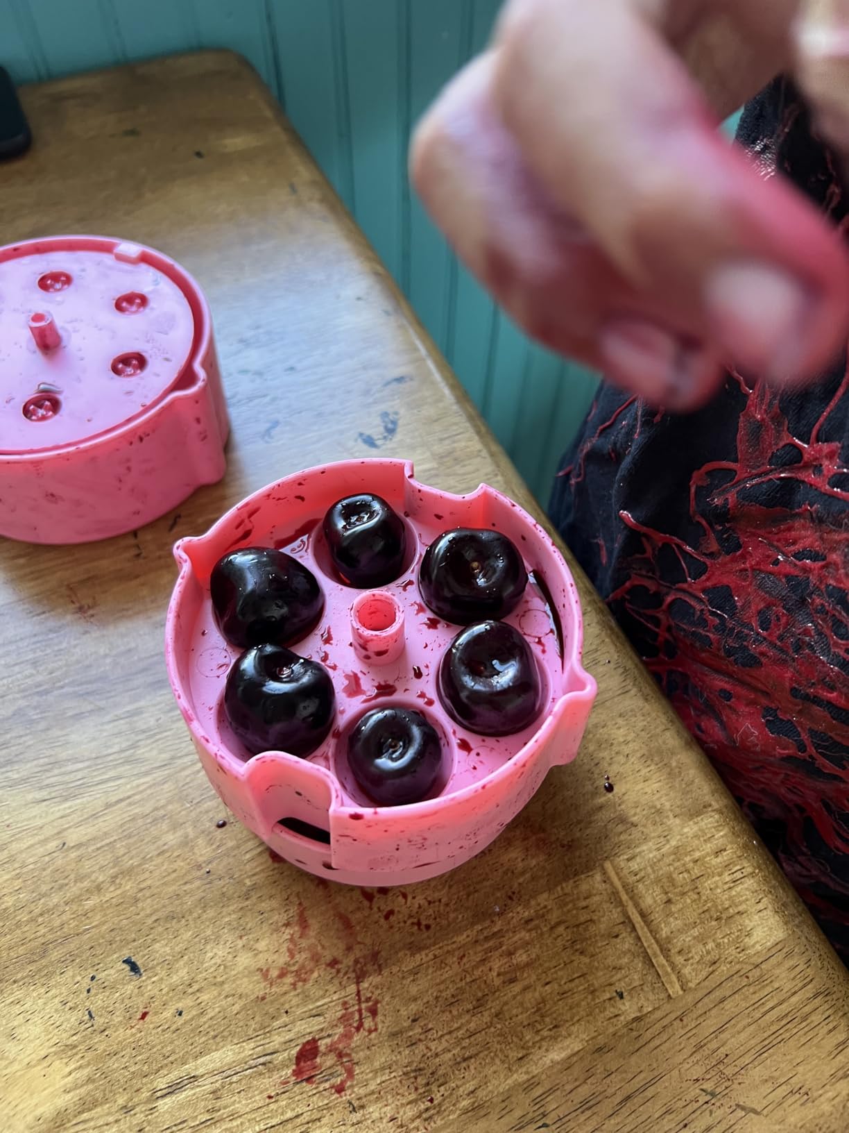 Cherry Pitter Tool, Cherry Pit Remover Tool, Cherry Picker, Fruit Core Remover Design for Make Delicious Cherries Dishes and Cocktail Cherries (Black) customer photo 2