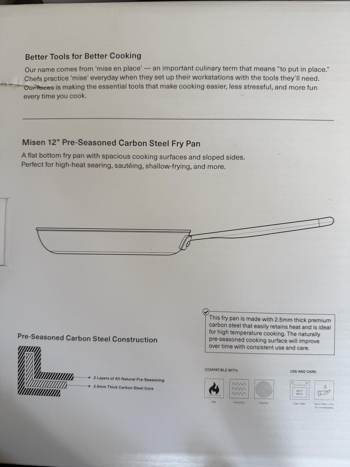 Misen 10 Inch Pre-Seasoned Carbon Steel Fry Pan - Lightweight, Even Heating, Heat Retention - Oven Safe to 500°F - Ideal for Searing, Sautéing, and Frying - Versatile Durable, Easy to Clean customer photo 2