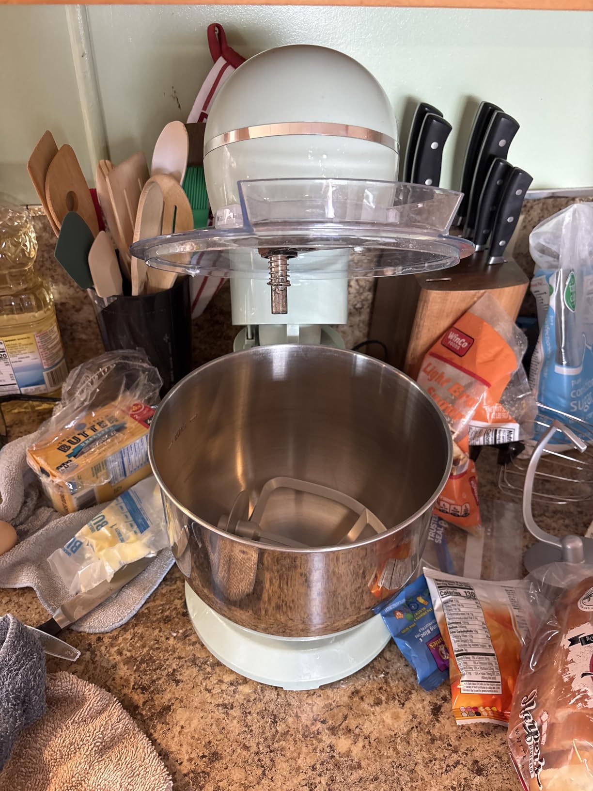 Stand Mixer, 6.5QT 10-Speed Tilt-Head Electric Stand Mixer, 3-In-1 Kitchen Mixer with Bowl, Dough Hook, Whisk and Beater, Food Mixer for Baking, Cake and Most Home Cooks, Beige customer photo 2