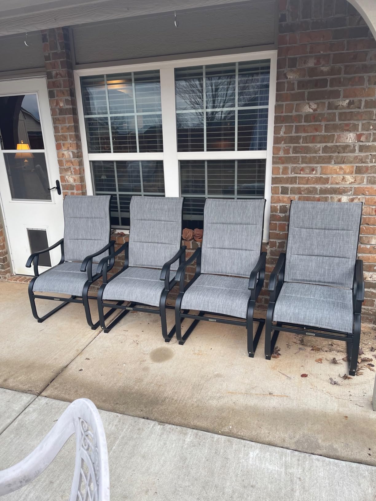 NUU GARDEN Set of 2 Patio Dining Chairs All Weather Outdoor Padded Textilene Chairs with High Back and Spring Motion Design Breathable Outdoor Dining Chairs for Deck Lawn Backyard Grey customer photo 2