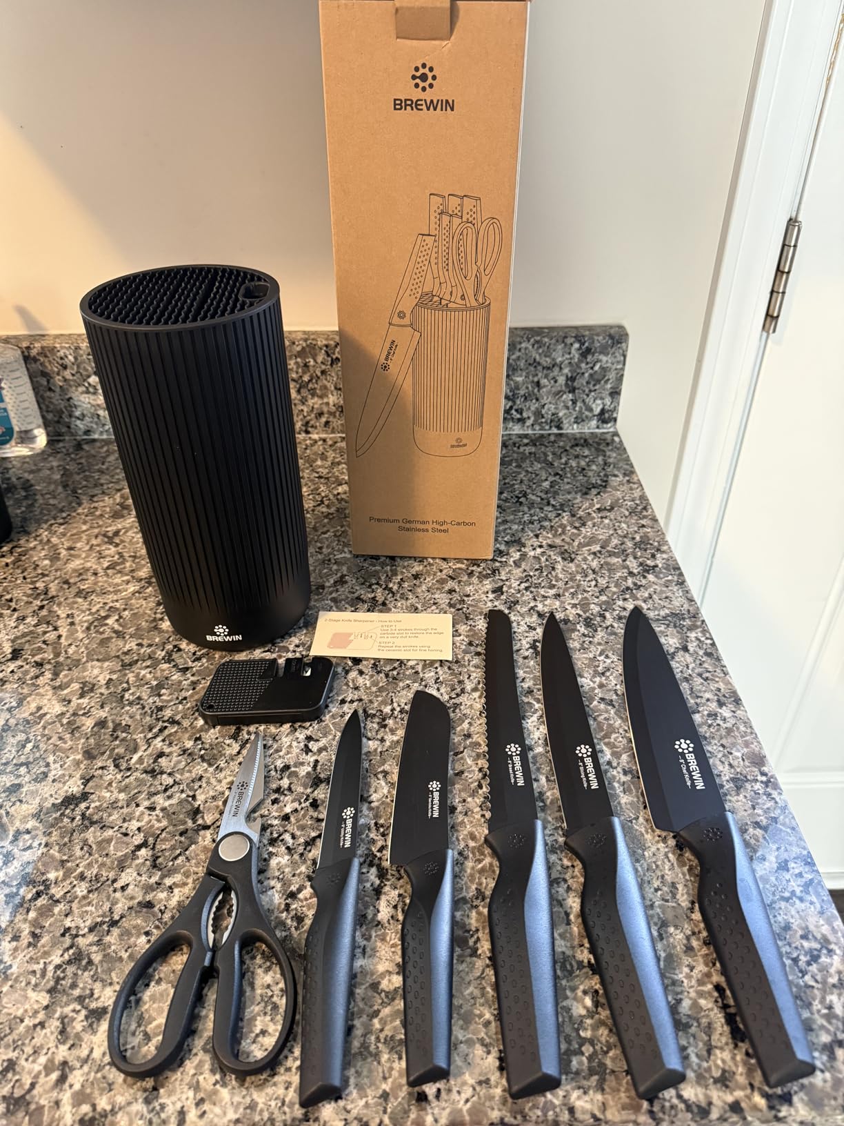 Knife Set, Brewin Kitchen Knife Set, Knives Set for Kitchen, Universal Knife Block, Utility Knife Block Set, New Home Essentials, Apartment Essentials, Dishwasher Safe customer photo 2