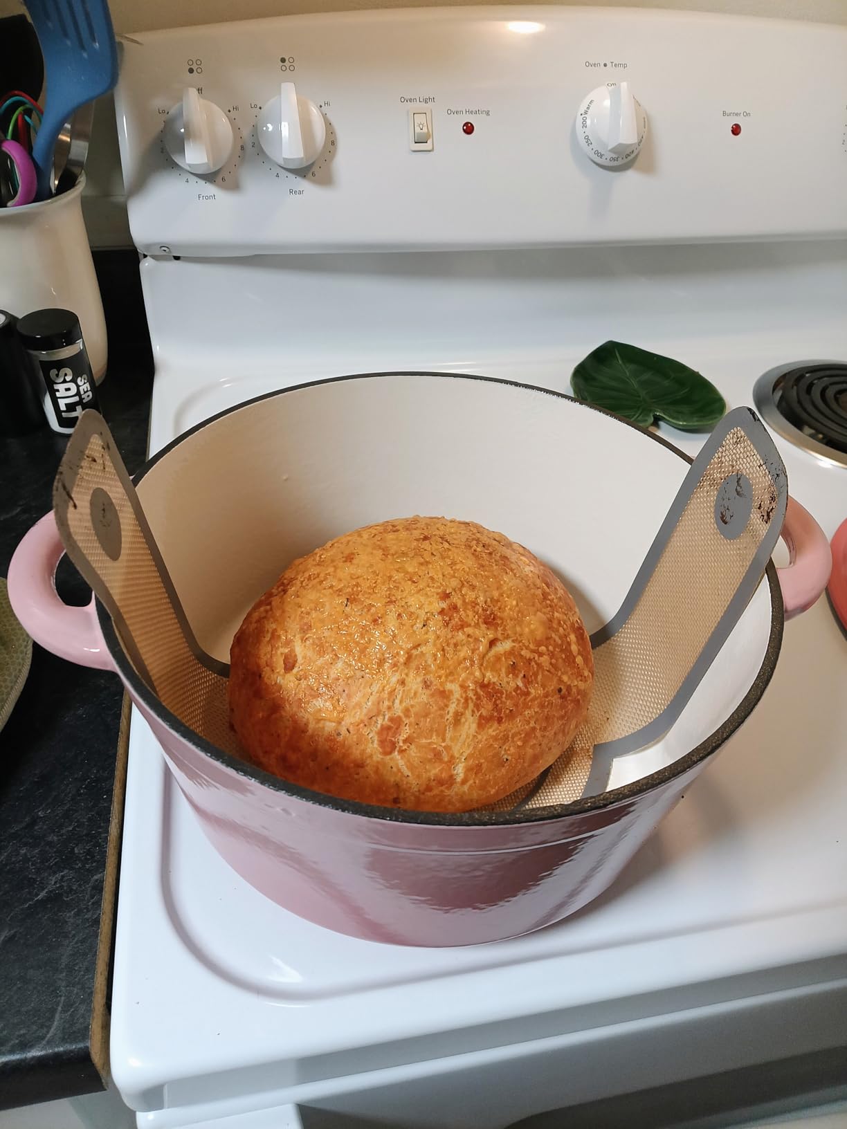 Overmont Enameled Cast Iron Dutch Oven - 5.5QT Pot with Lid Cookbook & Cotton Potholders - Heavy-Duty Cookware for Braising, Stews, Roasting, Sourdough Baking (Bottle Green) customer photo 1