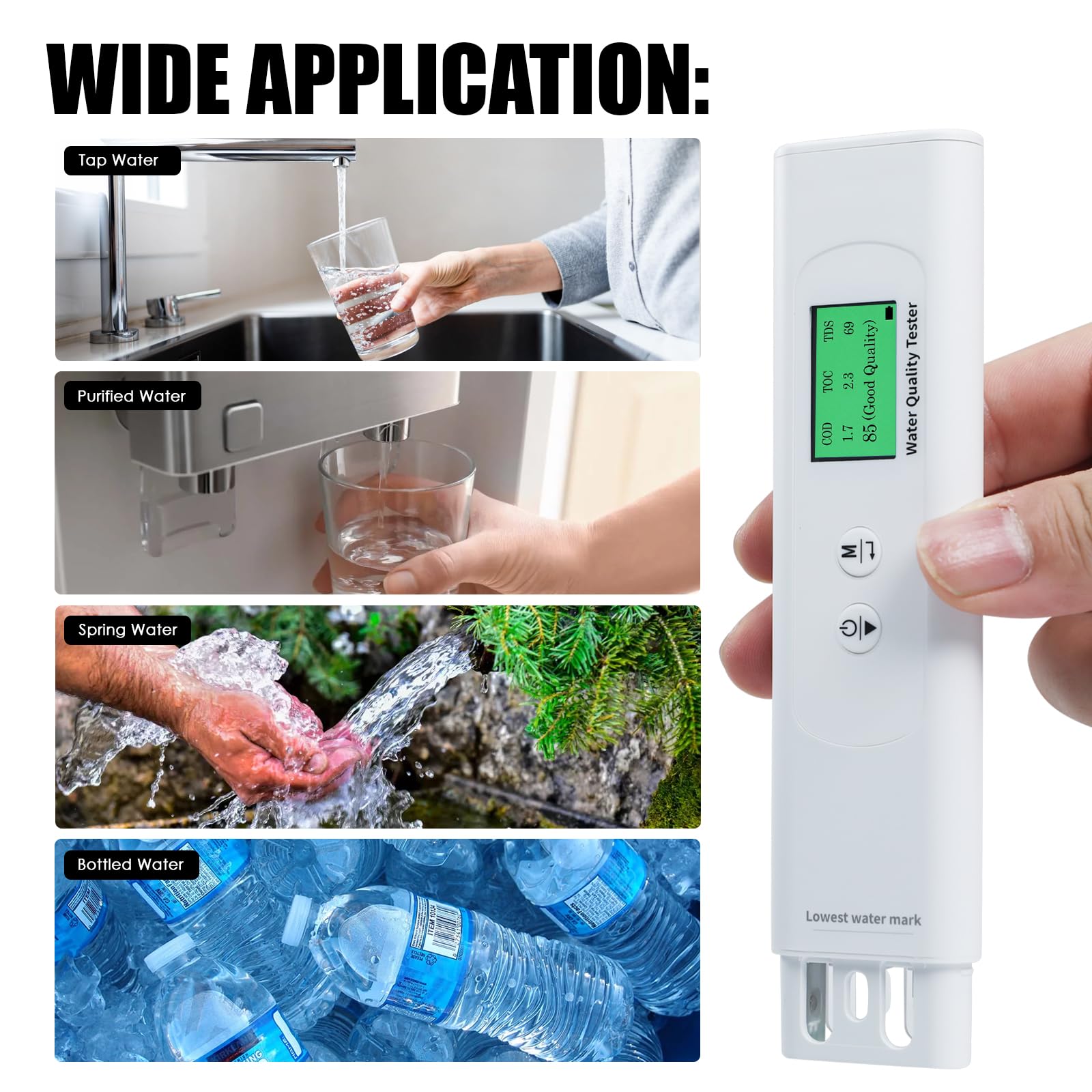Water Quality Tester for Drinking Water, Portable 6-in-1 TDS Meter TOC, COD, EC, UV275, Temp&TDS, Digital Drinking Water Quality Tester for Home, RV, Hiking, Camping, Travel, Well, Tap, Water Purifier customer photo 2
